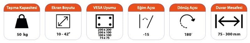  10-42'' Lcd-Led Tv Askı Aparatı Hareketli PM-2231