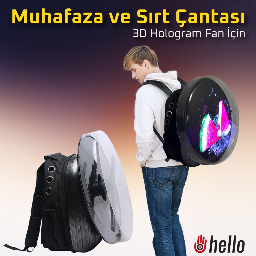 Hello 3D Hologram Fan İçin Muhafaza ve Sırt Çantası İçerik