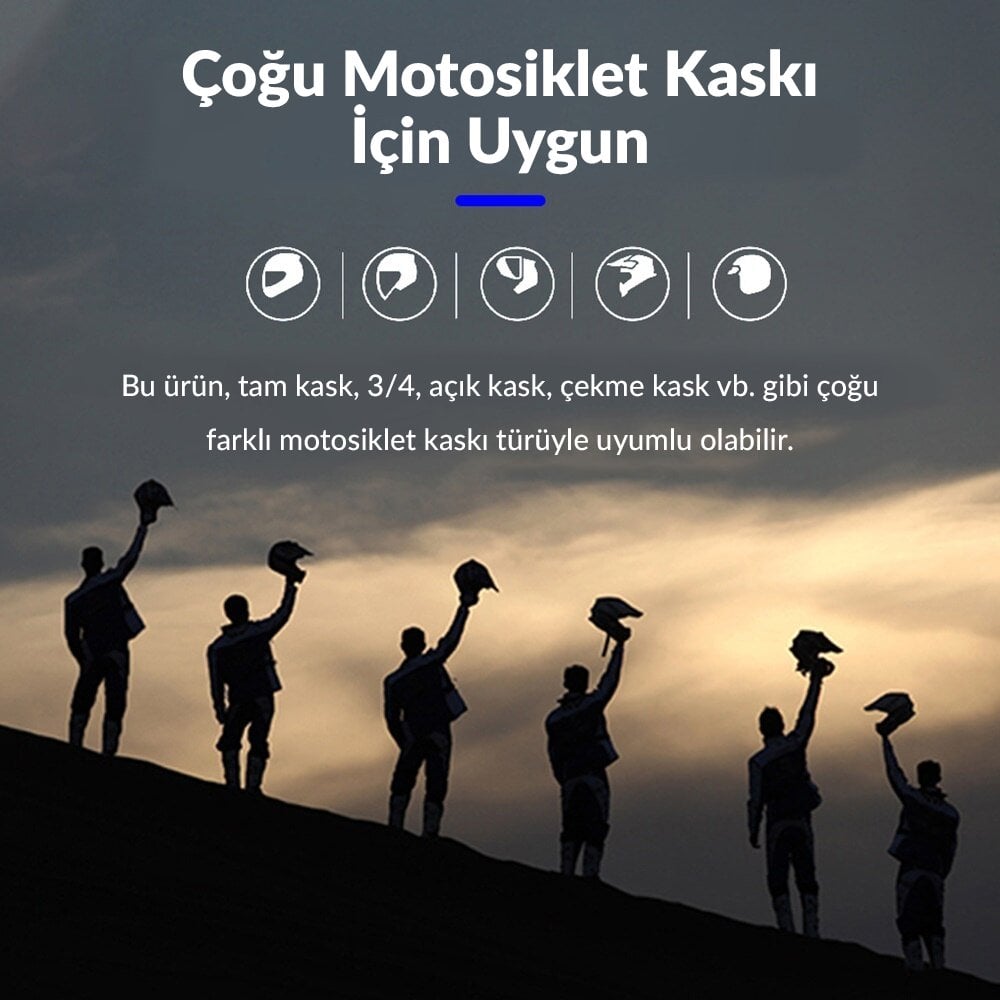  PM-14283 Bluetooth'lu Şarjlı Kask İçi Motosiklet Hoparlör ve Mikrofon Seti