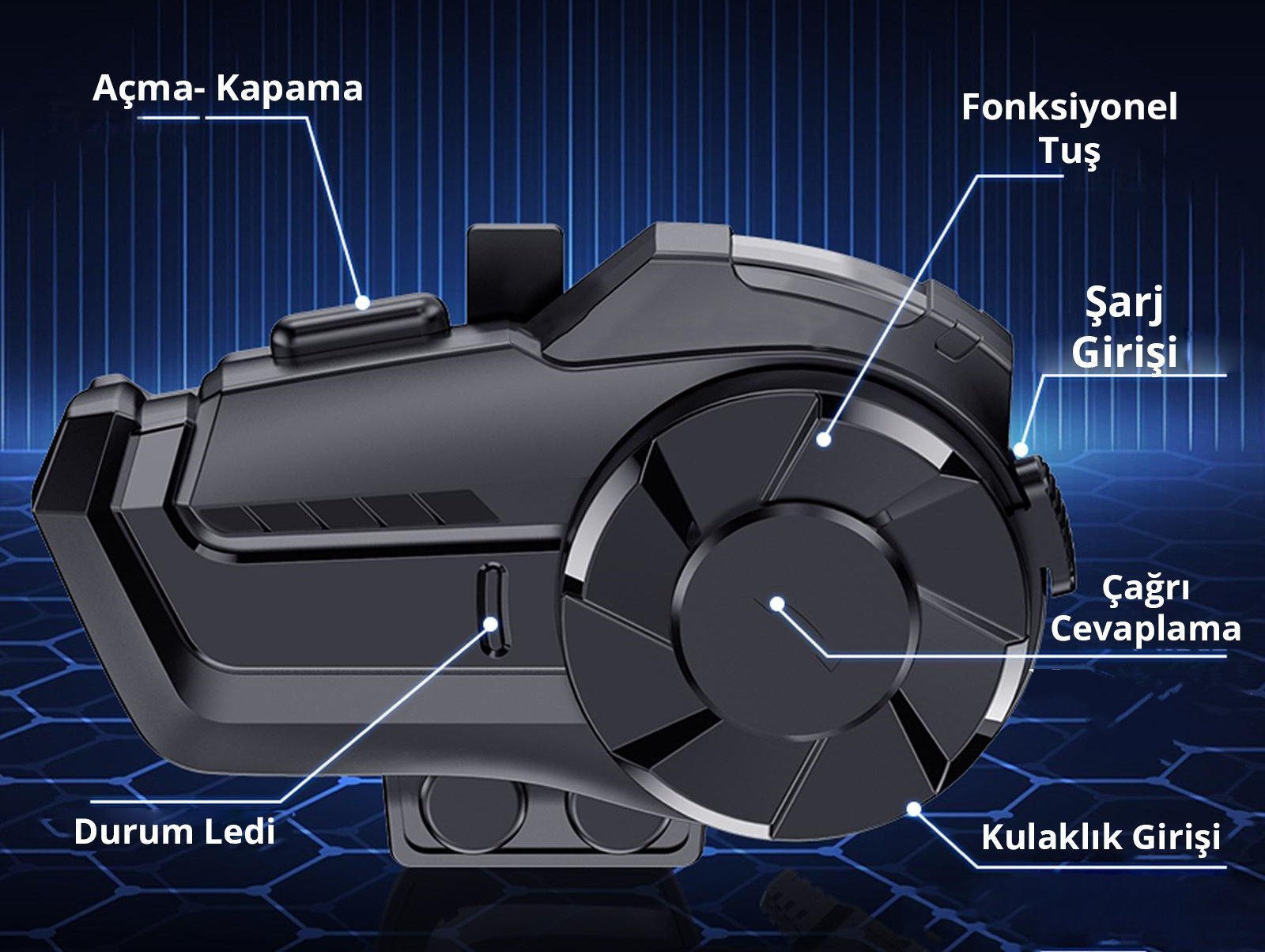 HY-1001 Motosiklet Bluetooth Intercom Kulaklık