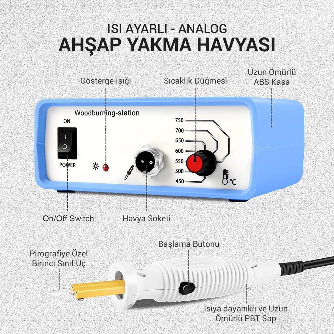  PM-15903 Isı Ayarlı Analog Ahşap Yakma Hayvası İçerik