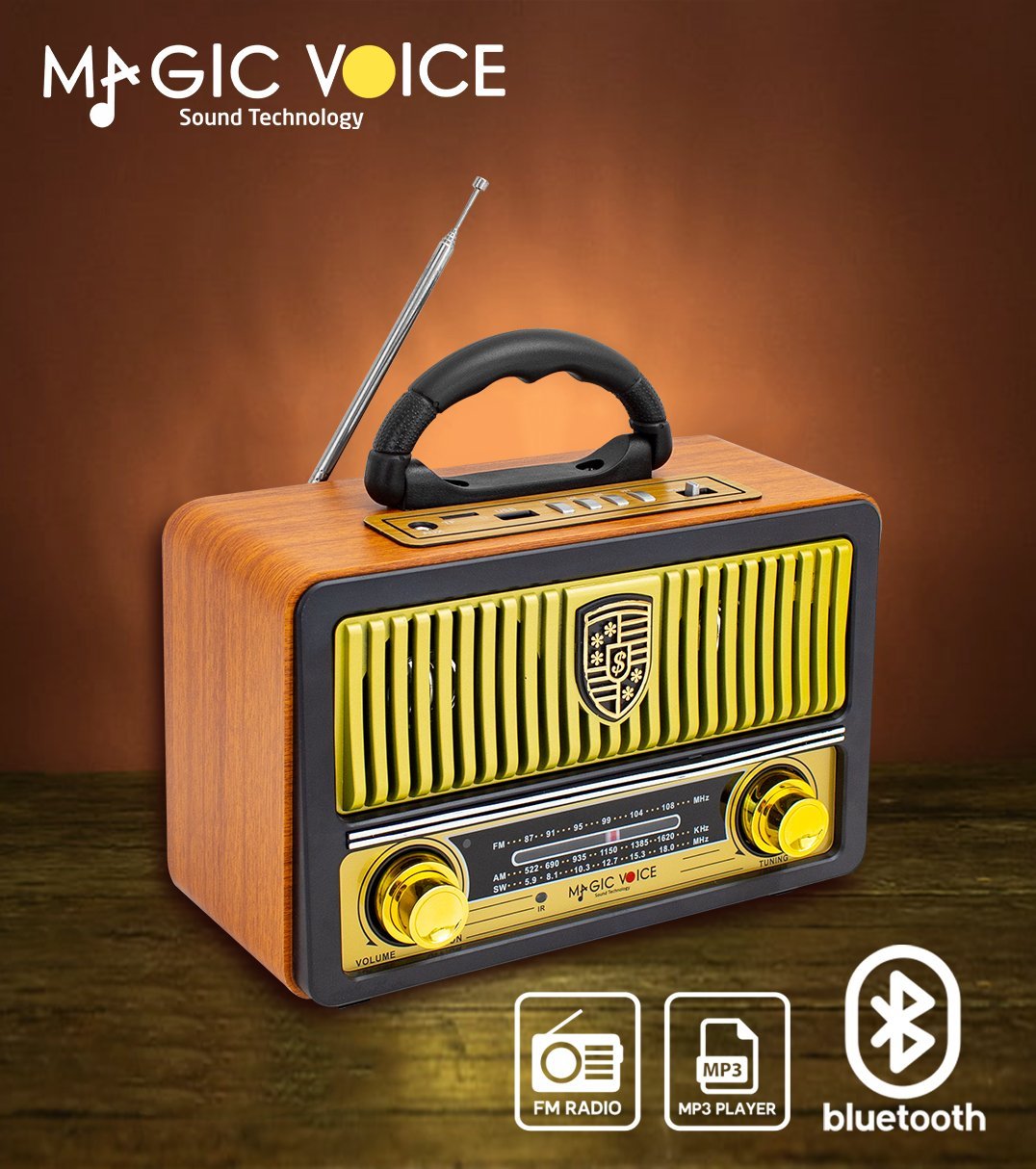 MagicVoice MV-112BT USB - SD - FM - Bluetooth Destekli Nostaljik Radyo