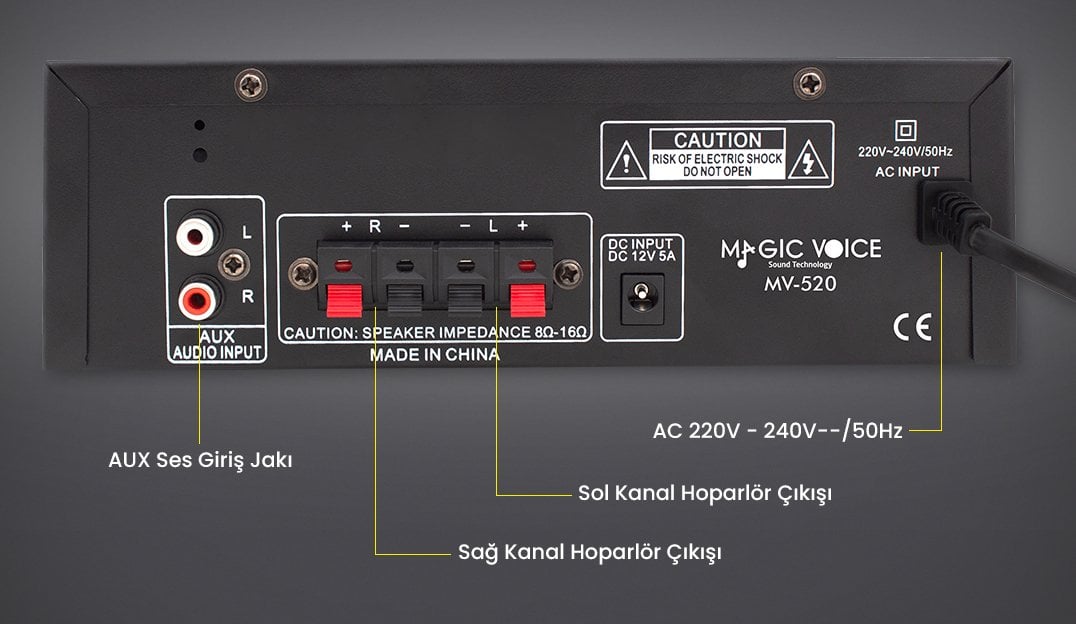 Magicvoice MV-520 15 Watt Usb/Sd/Bluetooth 1 Mikrofonlu Girişli Trafosuz Anfi