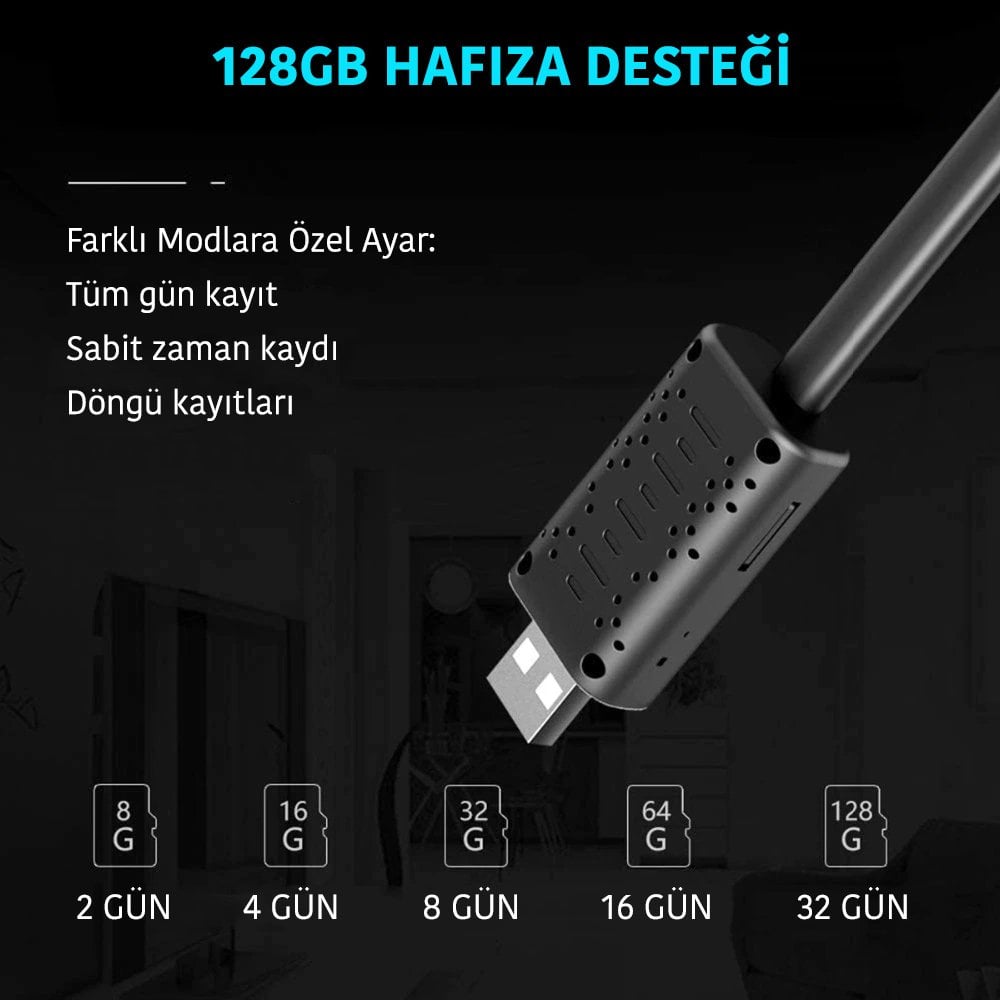  Mini Wifi USB IP Kamera (Hareket Algılama)