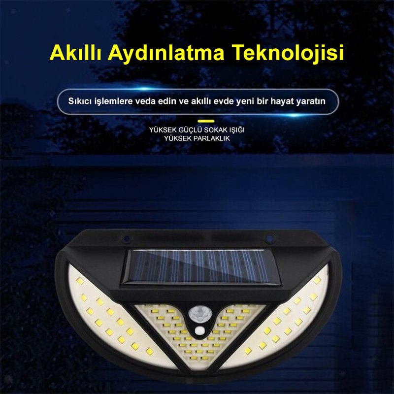  MX-118 118 SMD Ledli Hareket Sensörlü Üç Modlu Solar Duvar Lambası İçerik