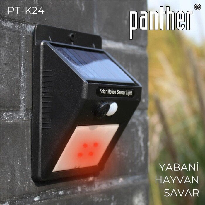 Panther PT-K24 Yabani Hayvan Savar Gece Sensörlü Solar Kırmızı LED Işık Flaşörlü Sokak Lambası İçerik