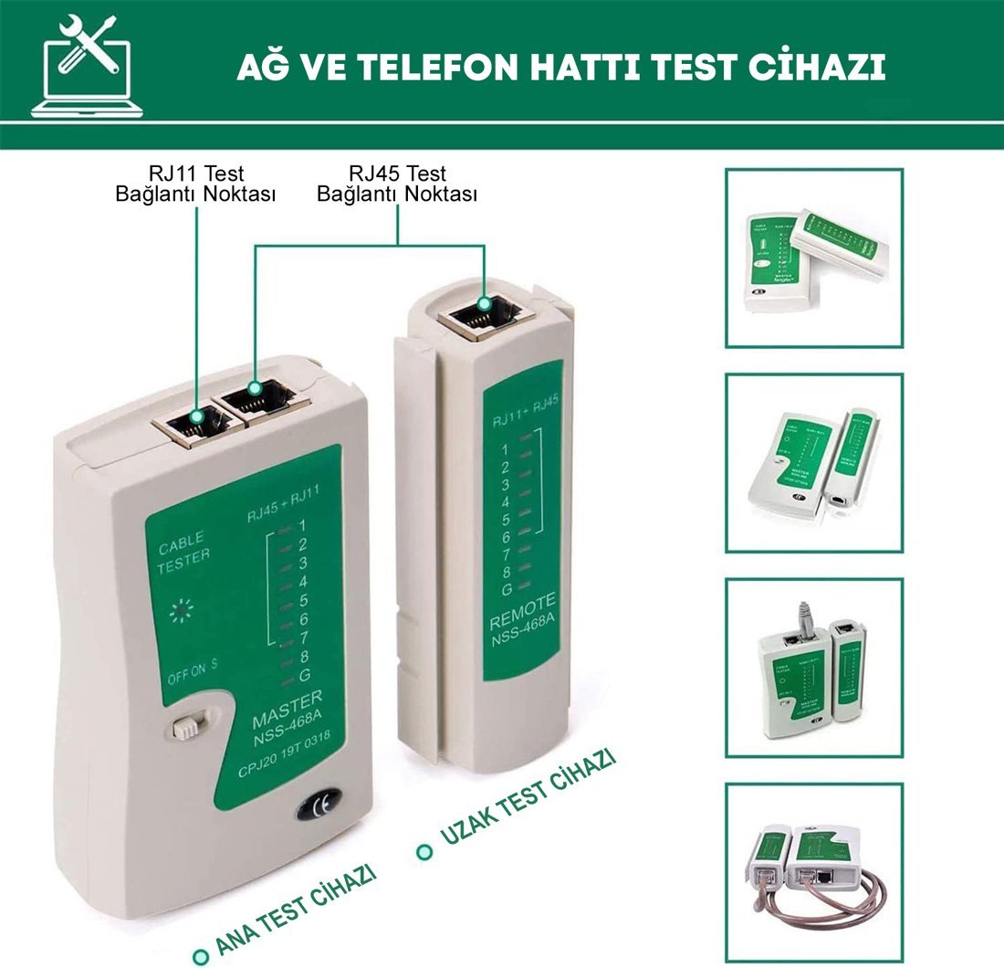  PM-15953 RJ9-RJ11-RJ45 3'lü Penseli Kablo Test ve Onarım Seti İçerik