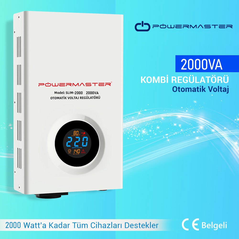 Powermaster Slim-2000 Otomatik 1200 Watt Voltaj Regülatörü