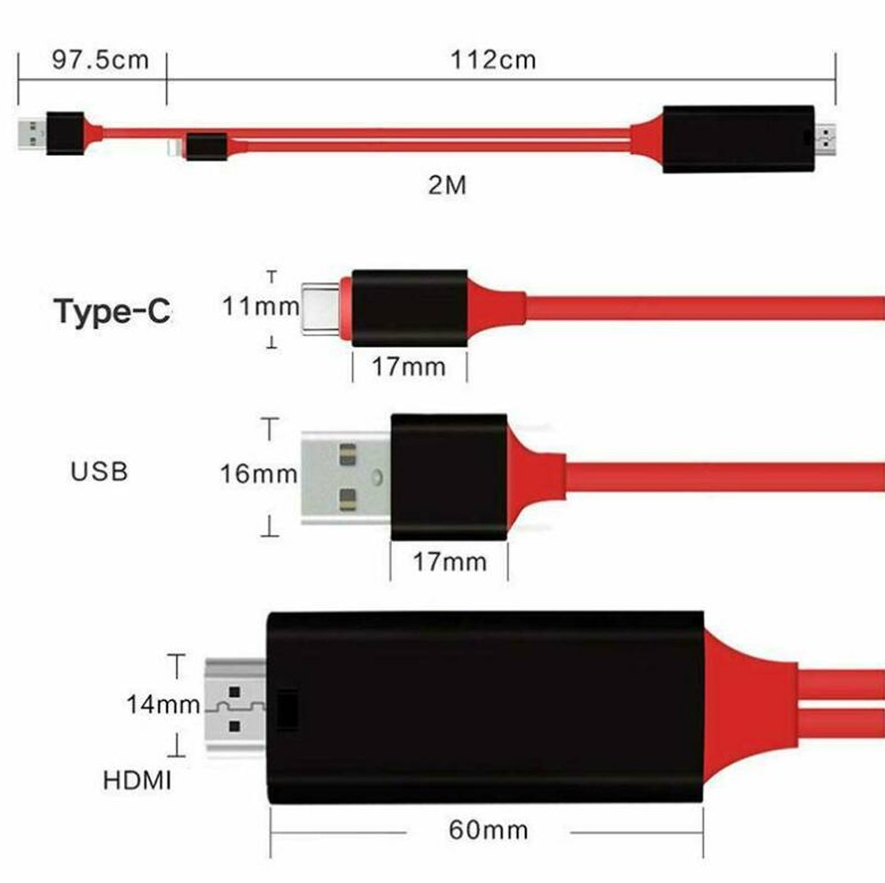  TH+USB Type-C To HDMI + Usb 2 Metre Kablo PM-6019