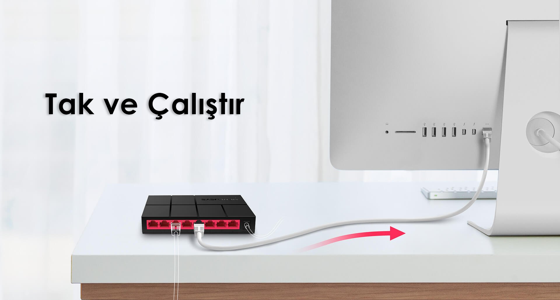 Tp-Link Mercusys MS108 Gr 10/100/1000 Mbps 8 Port Gigabit Ethernet Switch