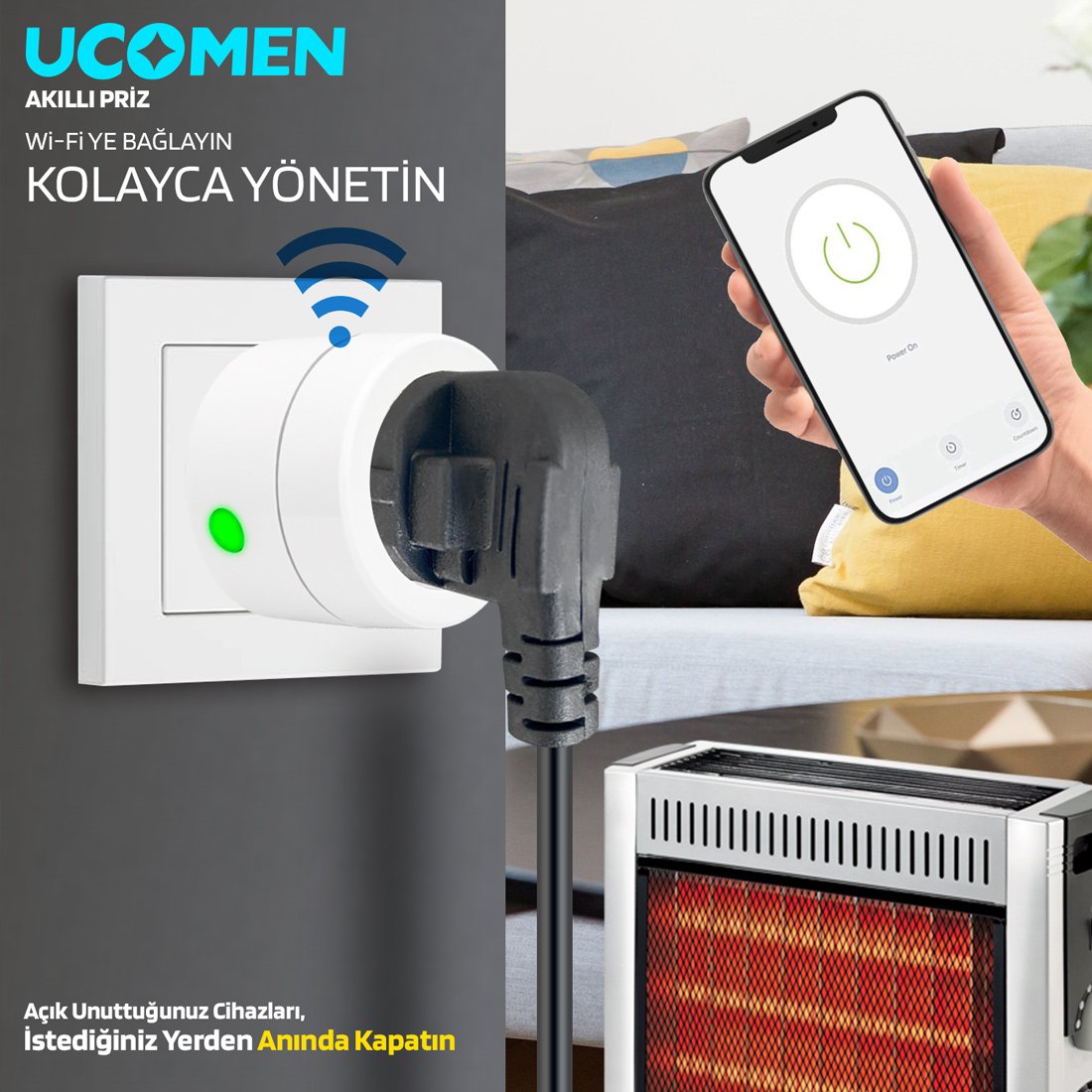 Ucomen 10 Amper Wifi Tuya Destekli Akıllı Priz PA-GEBA-01SW