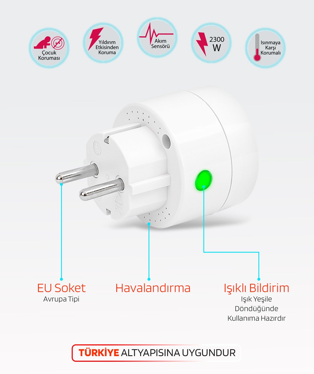 Ucomen 10 Amper Wifi Tuya Destekli Akıllı Priz PA-GEBA-01SW