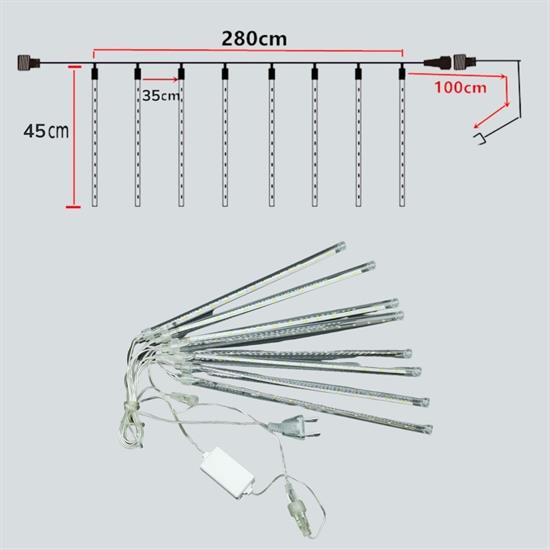 10 Adet İç ve Dış Mekan İçin Uyumlu Renkli RGB Akan Meteor Led