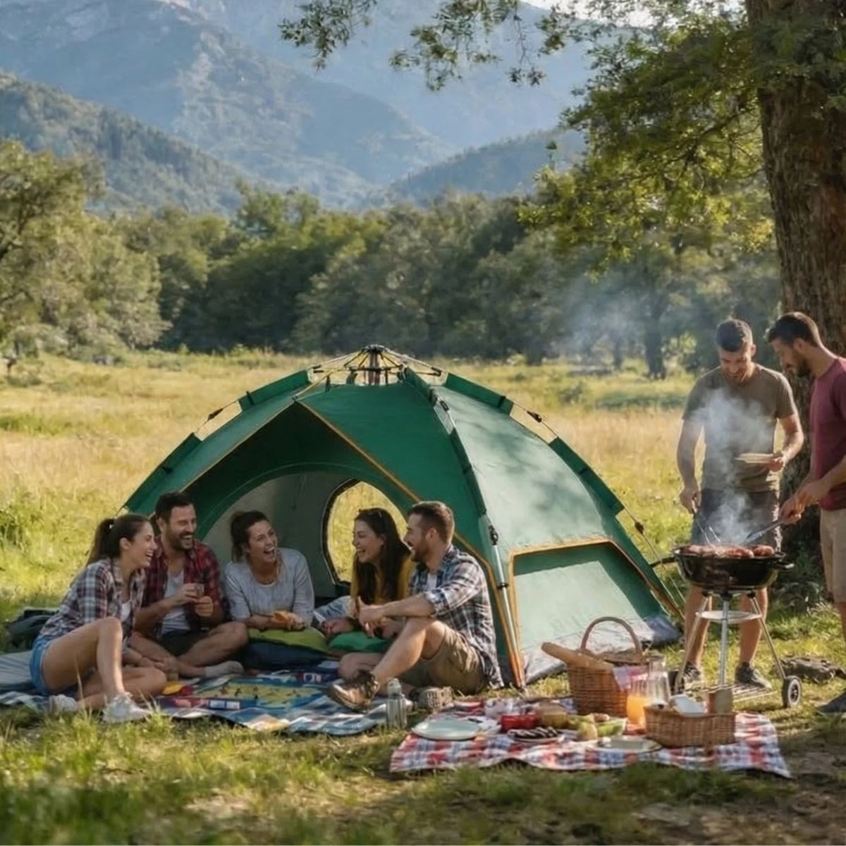  6 Kişilik Otomatik Kamp Çadırı – Çift Katmanlı, Suya Dayanıklı, Hızlı Kurulum Outdoor Aile ve Doğa Çadırı 200x250x150 cm