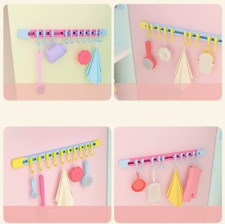10 Kancalı Raylı Mutfak ve Banyo Düzenleyici Askı 30 cm