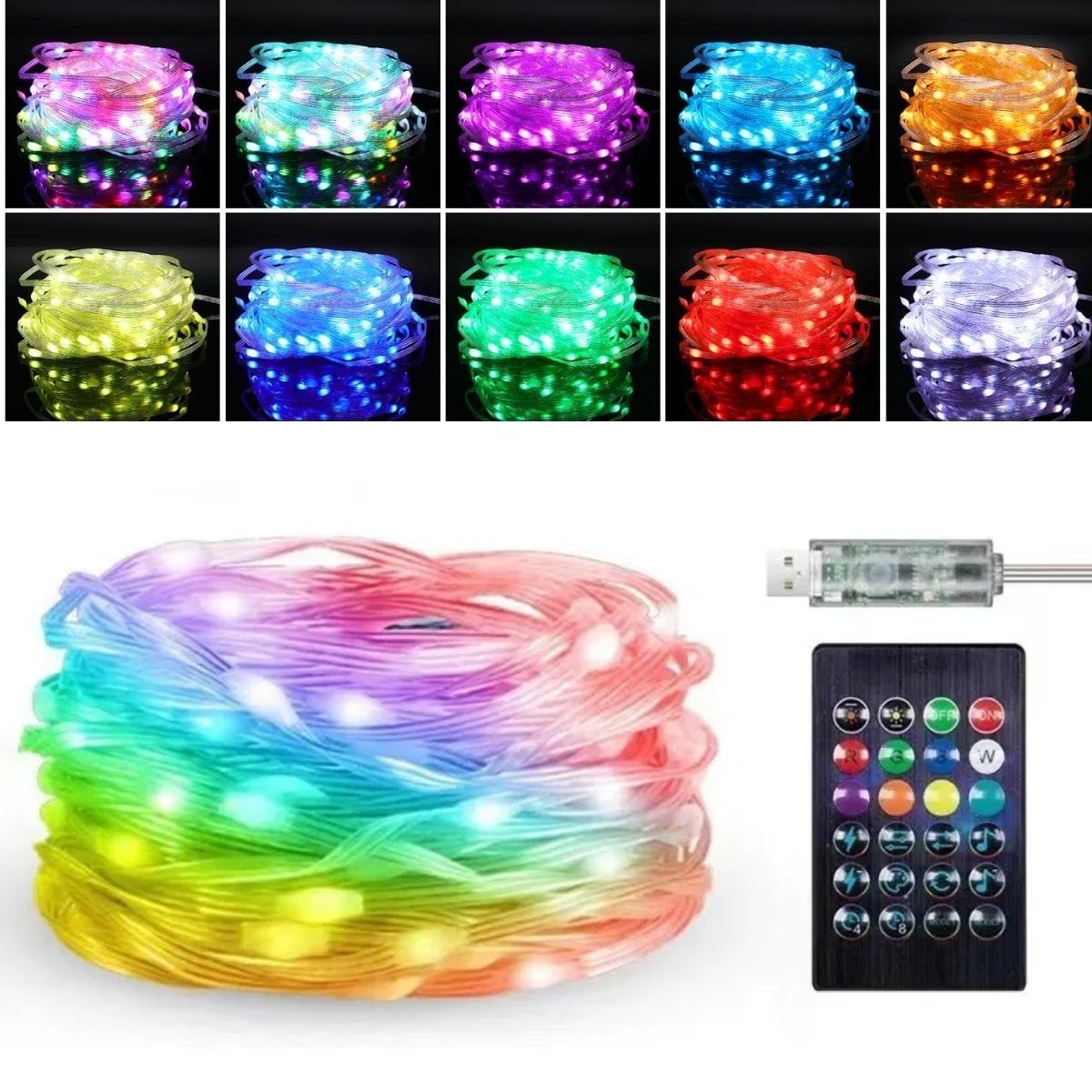 10 MT Uzaktan Kumandalı USB LED Işık – Çok Modlu Dekoratif Ortam Aydınlatmas