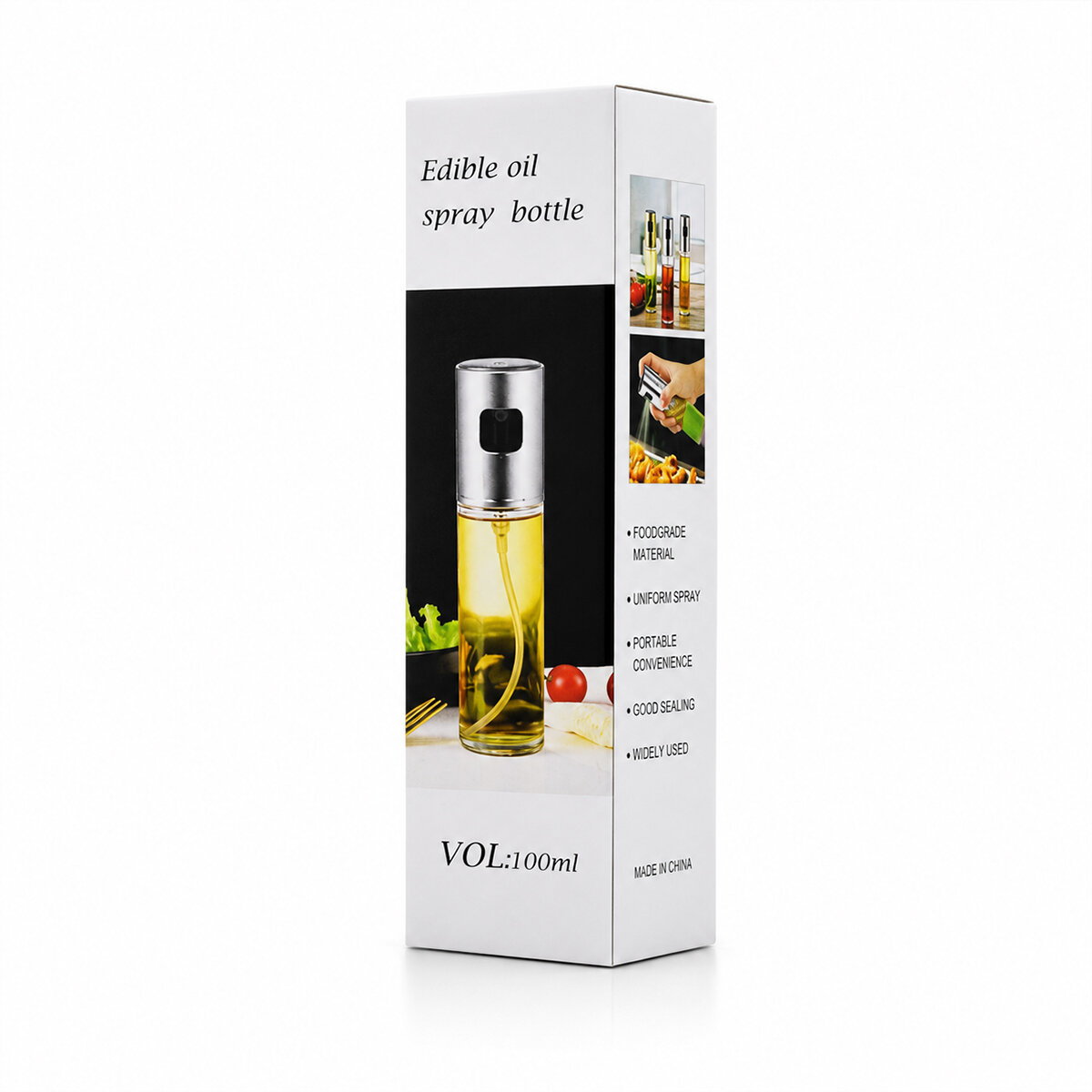 100 ML SPREY CAM YAĞDANLIK KROM - RENKLİ SPREY KAFA - İNCE UZUN ŞİŞE