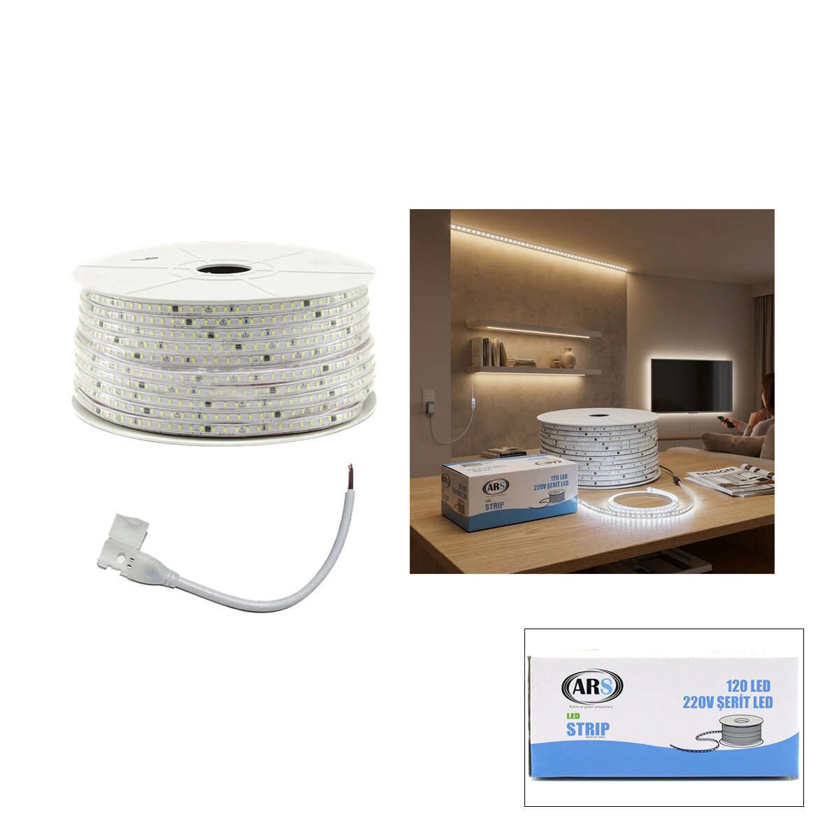 100MT 6500K - BEYAZ DIŞ MEKAN ŞERİT LED 220V 120LED ARS-348985