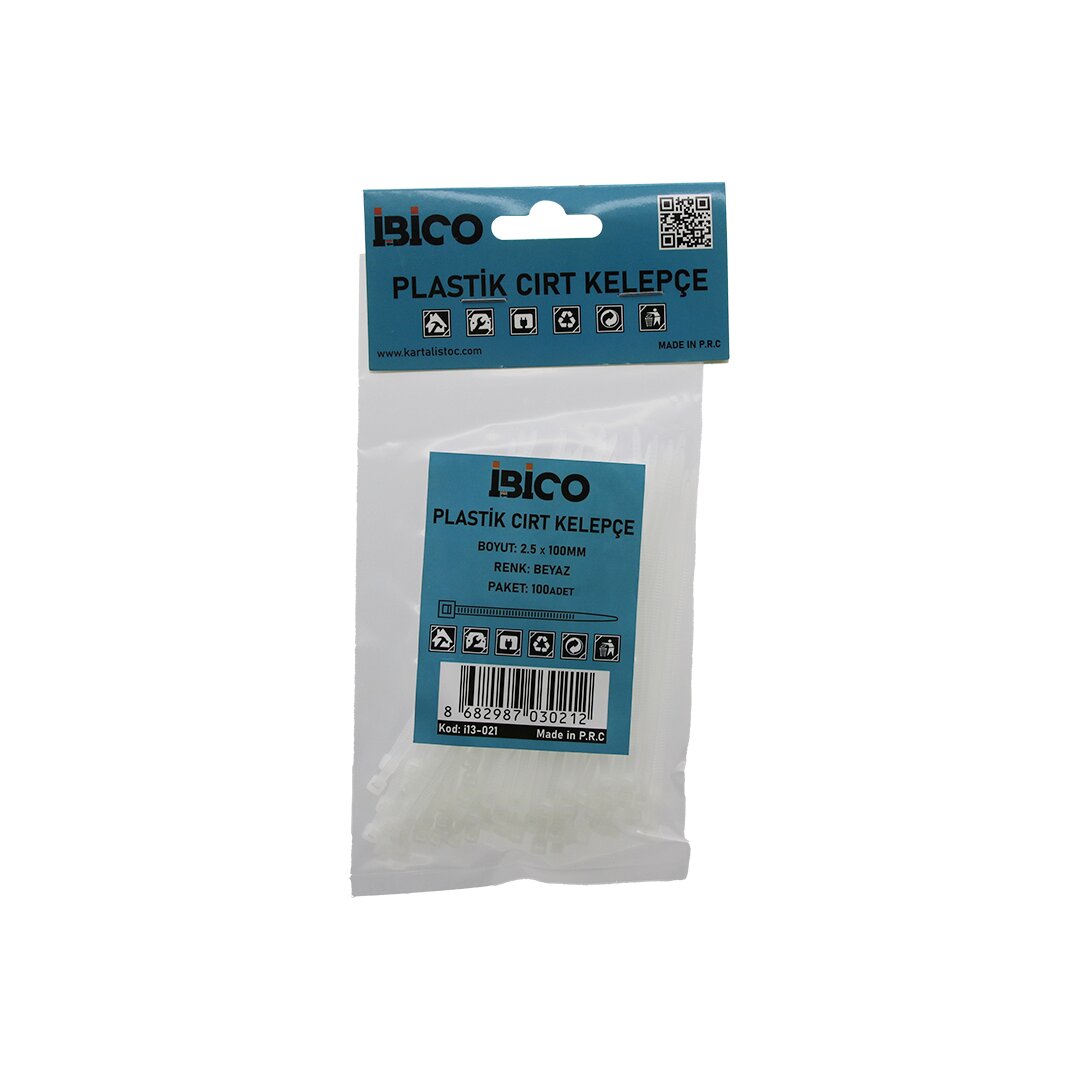 100PCS BEYAZ  2.5X100MM  PLASTİK CIRT KELEPÇE