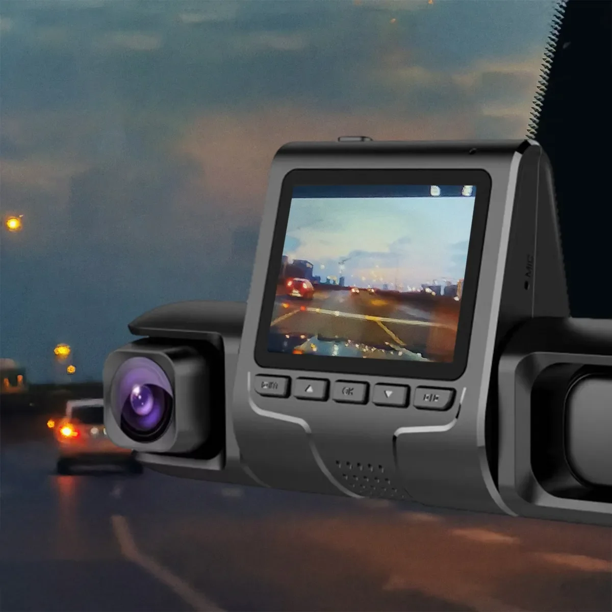 1080P Üçlü Lens Araba Dash Cam Dashcam Ön İç &amp; Arka HD Araba DVR 120 ° Açı Döngü Kaydı Yerçekimi Sensörü