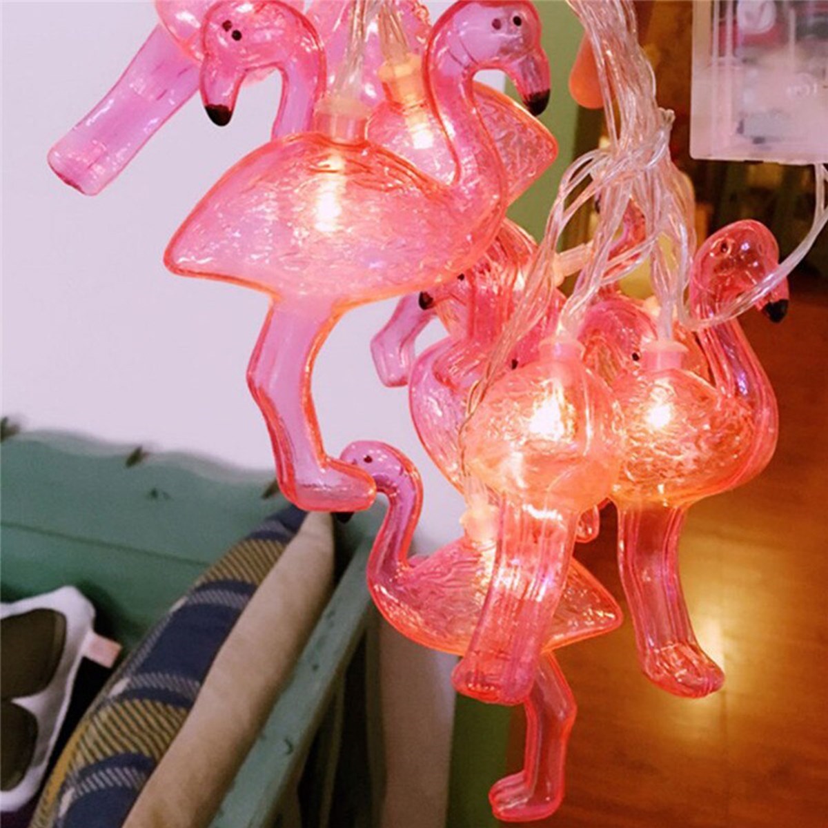 10'lu Pilli Led Flamingo Dekoratif Işık Zinciri Aydınlatma 1,5 Mt