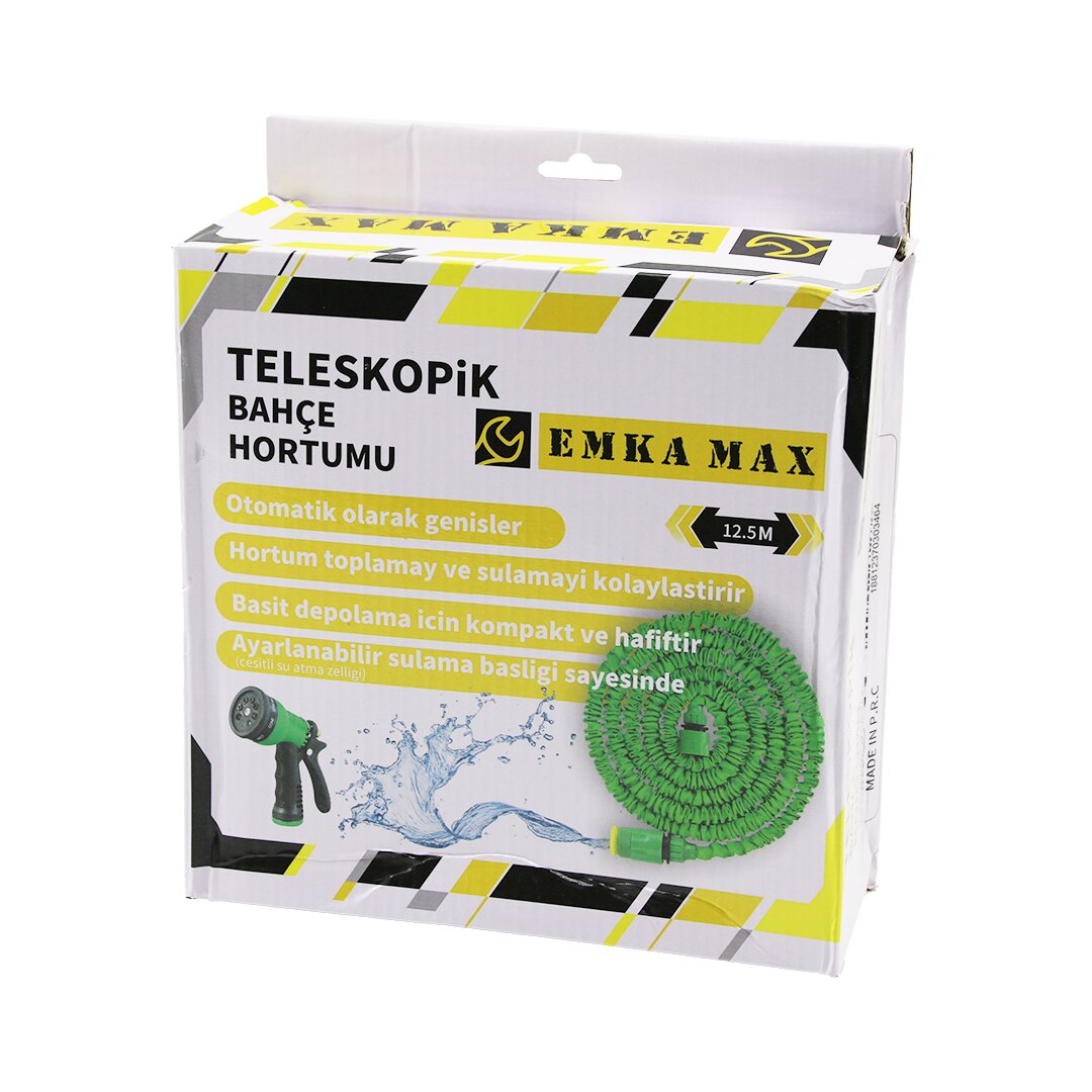 12.5MT TELESKOPİK UZAYAN BAHÇE HORTUMU 7 FONKSİYON AYARLI TETİKLİ TABANCA
