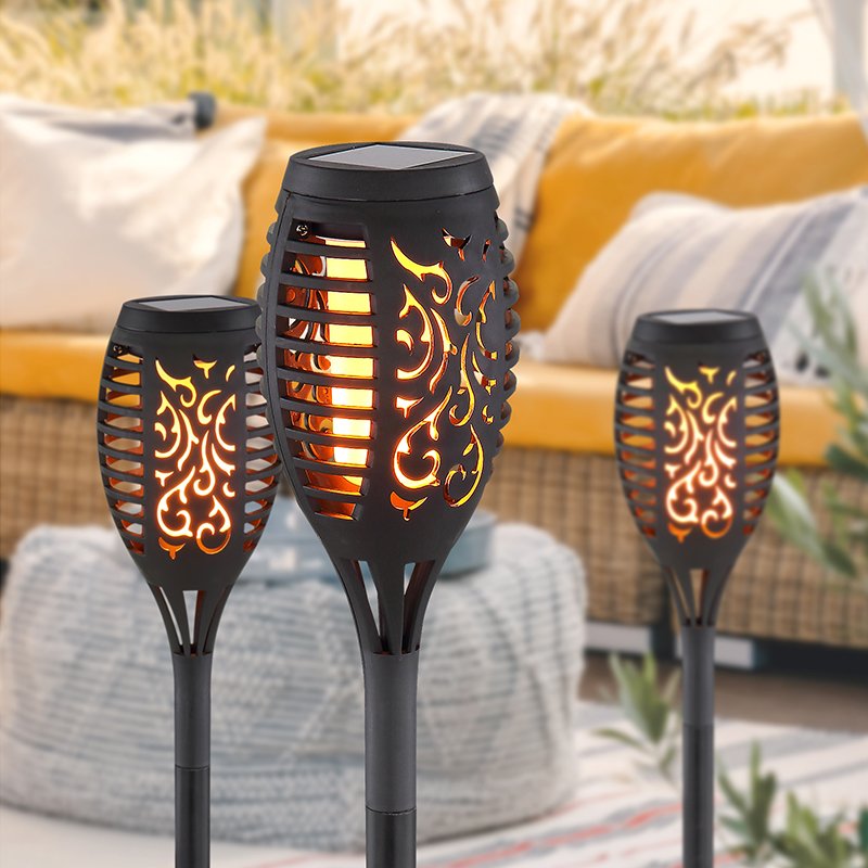 12 LEDLİ IP44 ALEVLİ SOLAR BAHÇE AYDINLATMA KUTULU 2Lİ PAKET