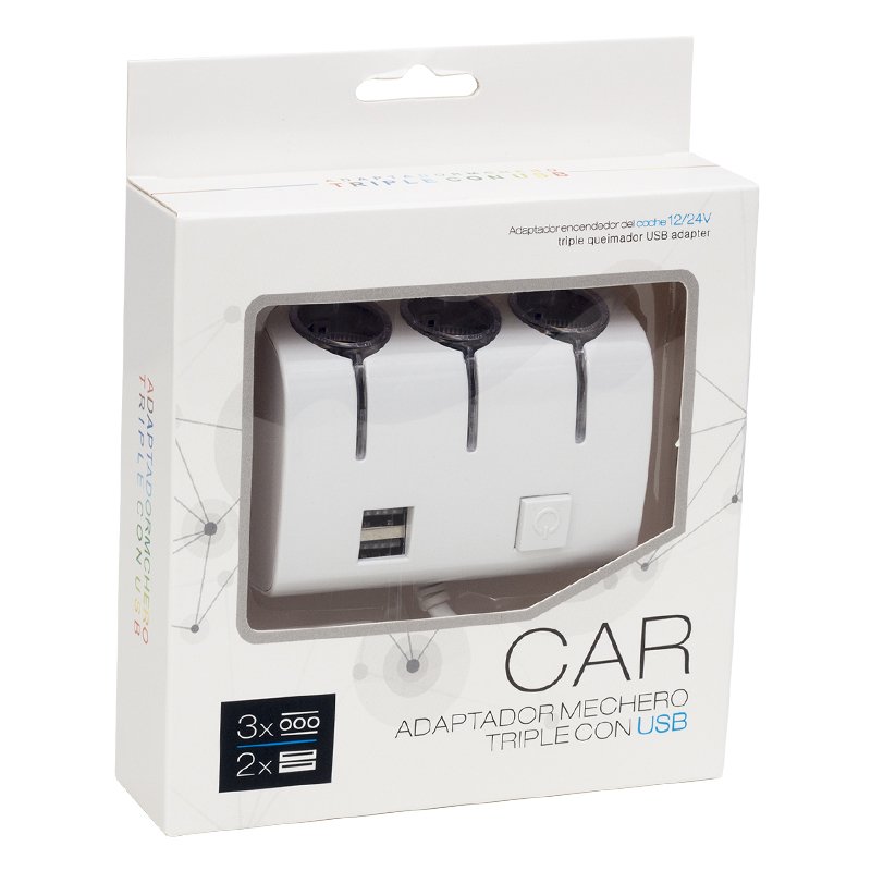 12V/24V ÇİFT USBLİ 3LÜ OTO ÇAKMAK ÇOKLAYICI