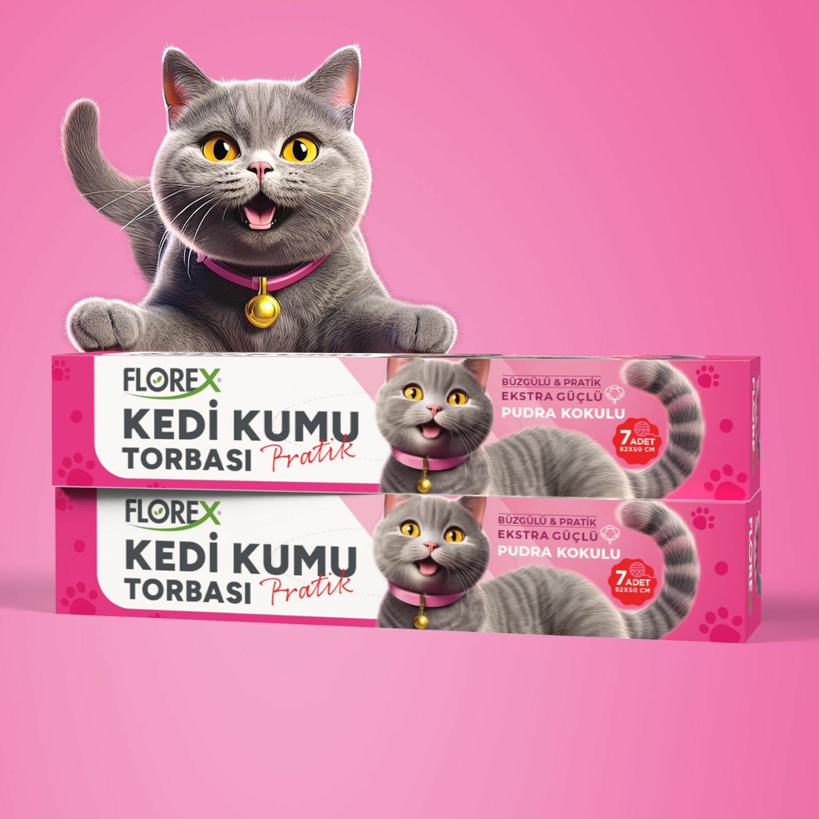 140 ADET KEDİ - EVCİL HAYVAN  KUMU TORBASI PRATİK PUDRA KOKULU  BÜZGÜLÜ - EXTRA GÜÇLÜ 82X50CM
