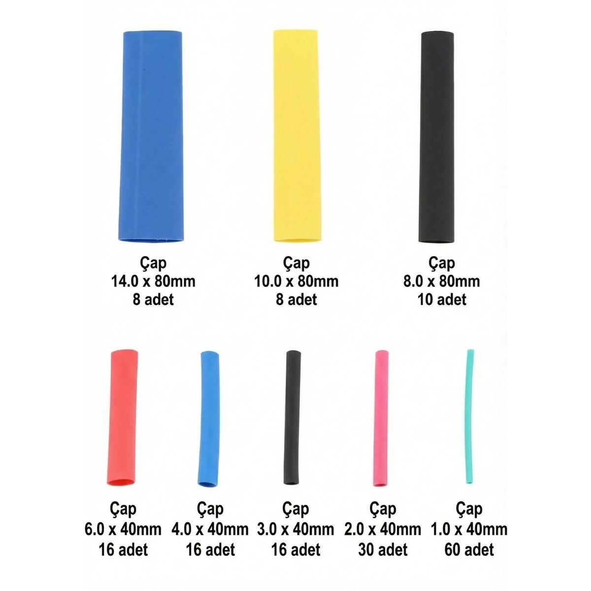 164 Parça Isı ile Daralan Makaron Seti – Elektrik Kablo İzolasyon &amp; Koruma Kılıfı, Renkli Shrink Tube Set