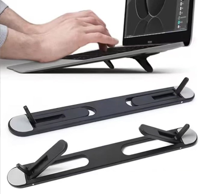 2 Kademeli Katlanabilir ve Yapışkanlı Laptop Standı Siyah
