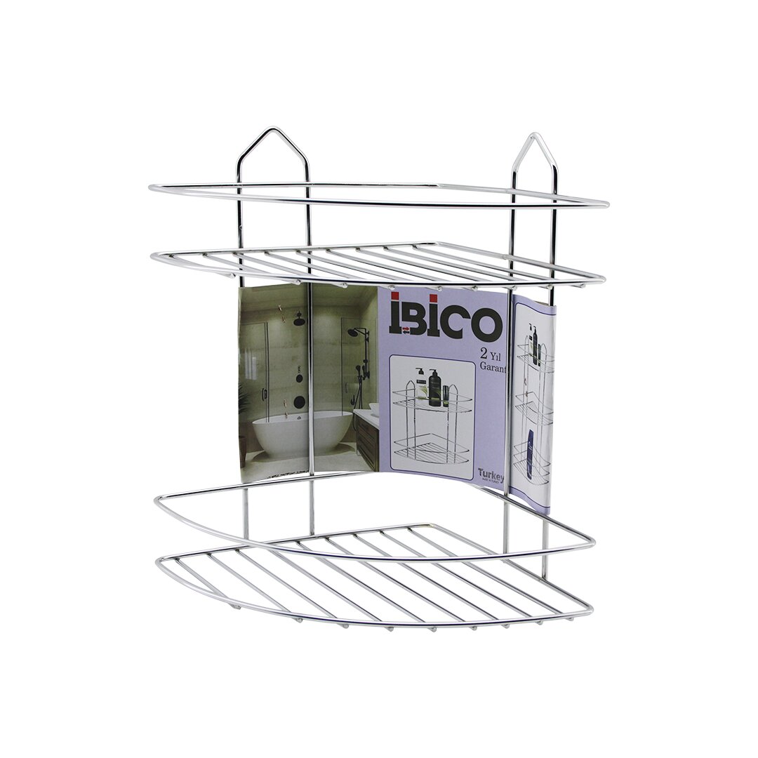 2 KATLI - ÜÇGEN   KROM   METAL  BANYO KÖŞELİK - DUŞKABİN RAF