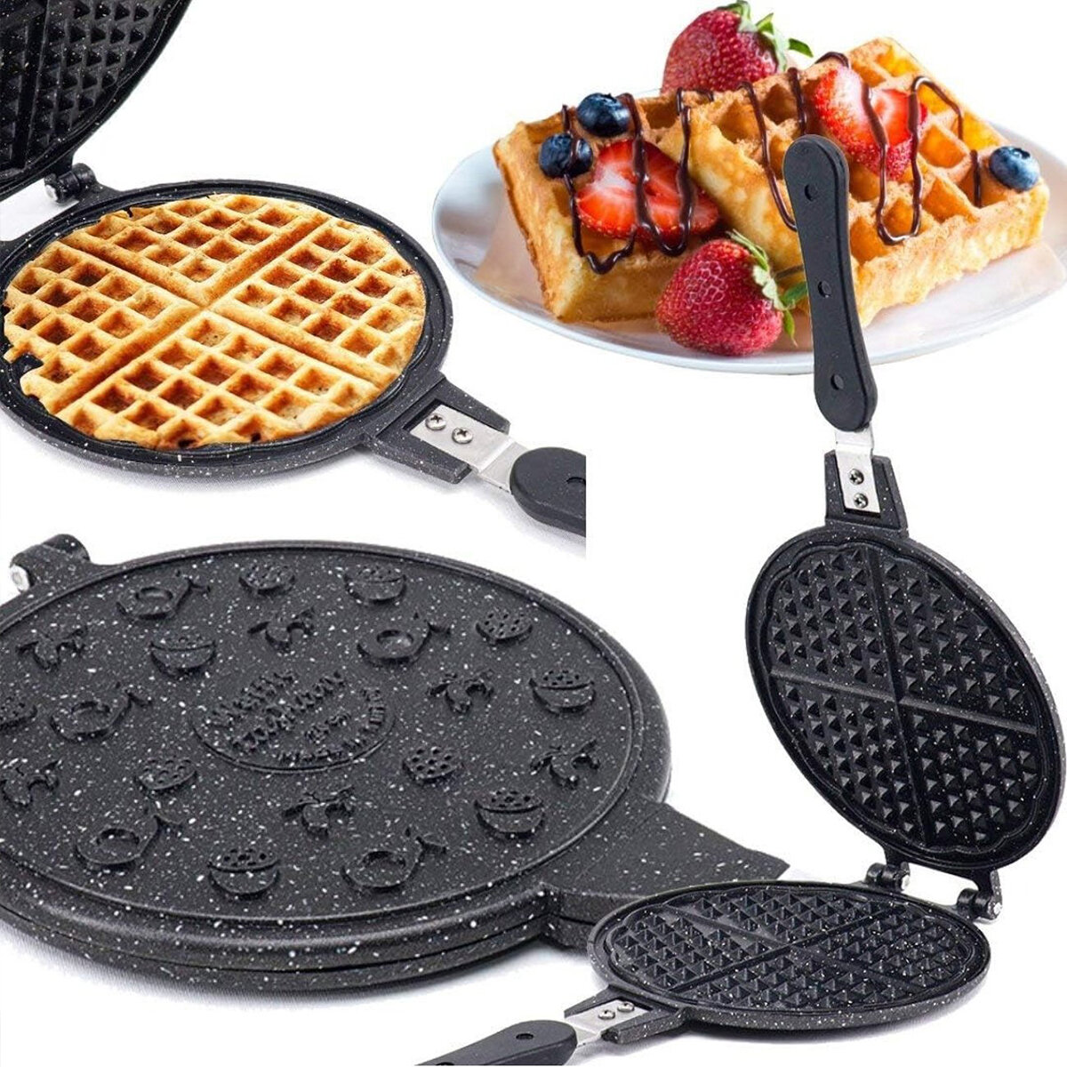 20CM GRANİT DÖKÜM WAFFLE TAVA BAKALİT SAP