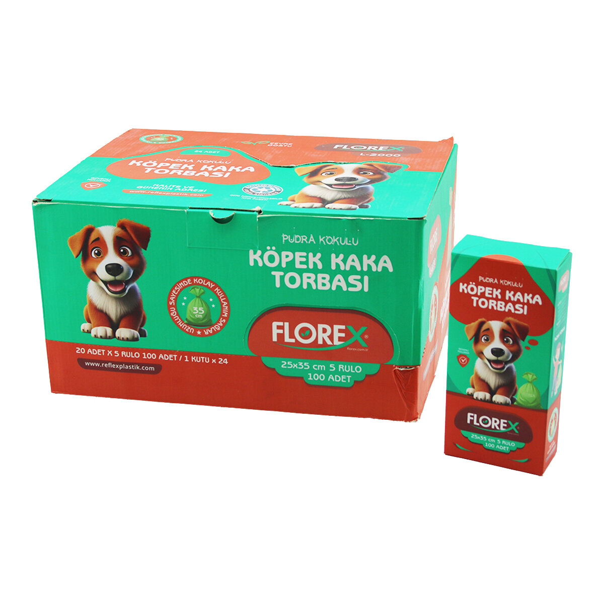 2400 ADET = 1 KOLİ KÖPEK - EVCİL HAYVAN KAKA TORBASI PUDRA KOKULU - 25X35CM