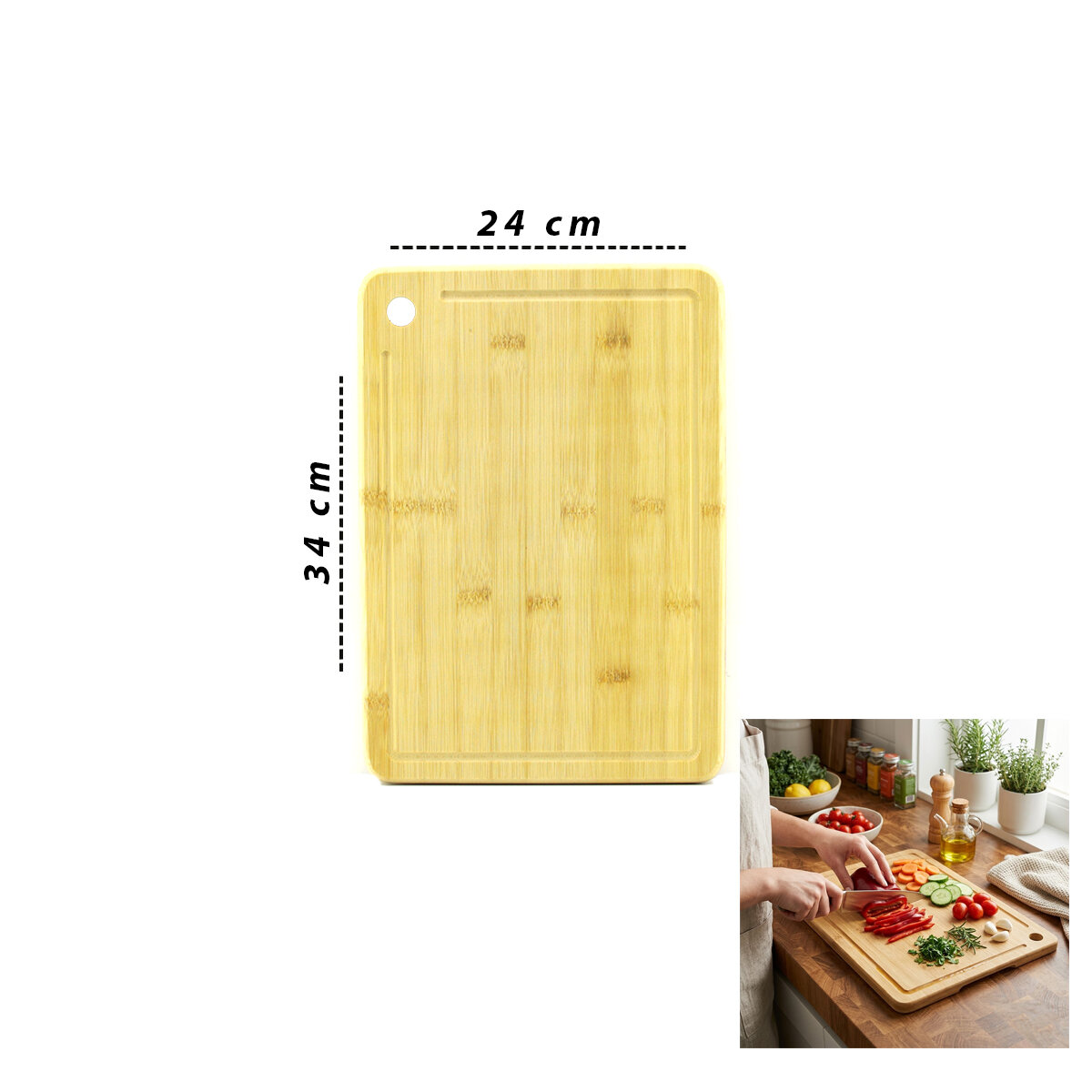 24X34X1.8CM AHŞAP BAMBU KESİM PANOSU - KESME TAHTASI