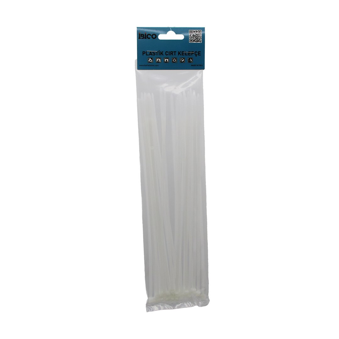 25PCS   BEYAZ   3.6X250MM  PLASTİK CIRT KELEPÇE