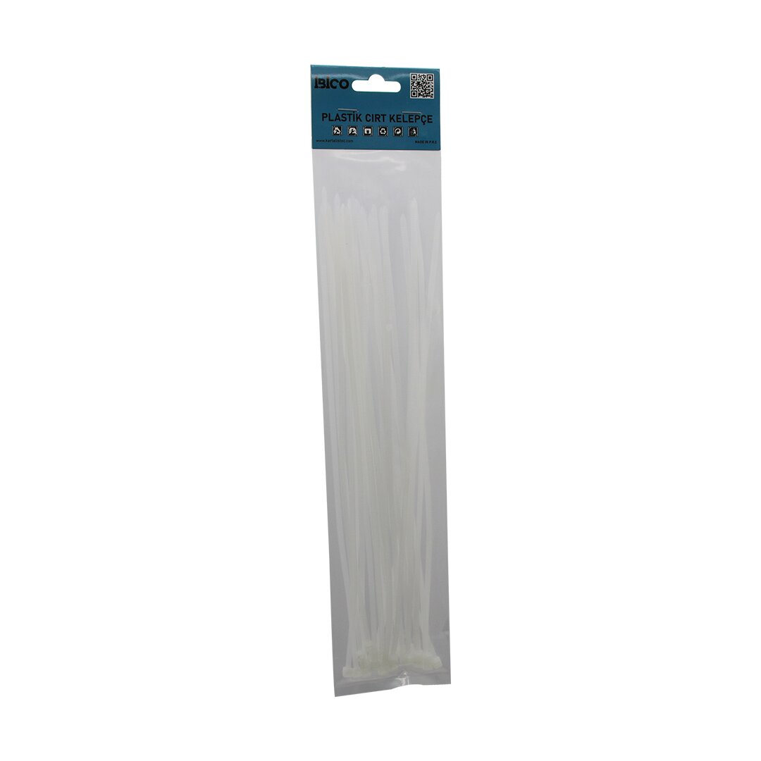 25PCS   BEYAZ   3.6X300MM  PLASTİK CIRT KELEPÇE