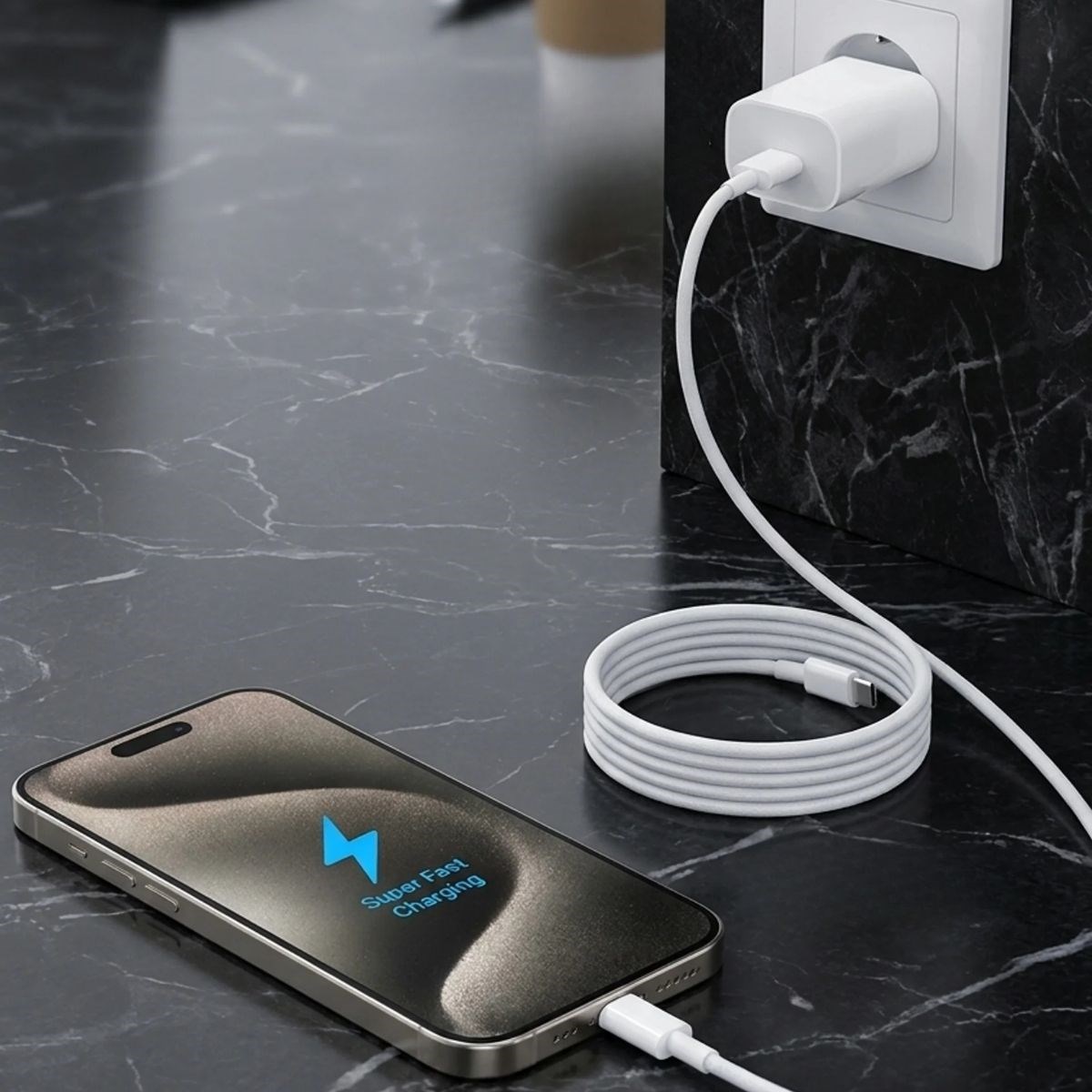 25W Hızlı Şarj Adaptörü USB-C to Type-C Kablolu – PD Destekli, Süper Hızlı Şarj Cihazı