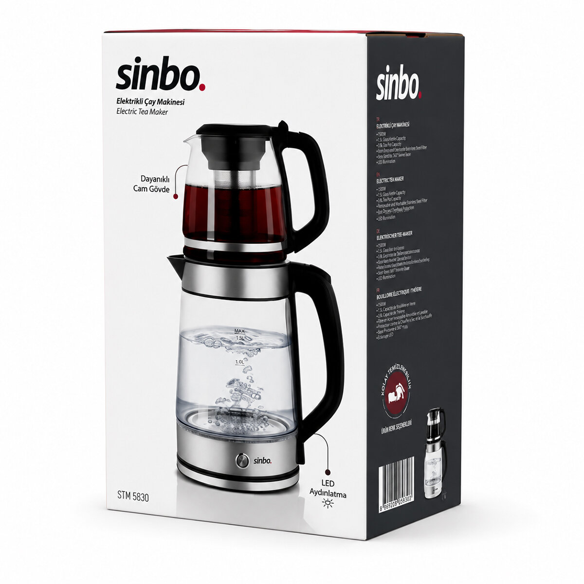 2İN1= ÇAYCI - KETTLE ÇELİK ELEKTRİKLİ ÇAY MAKİNESİ 2LT + 1,2LT ÇAY SÜZGEÇLİ 360° DÖNEBİLİR STM-5990