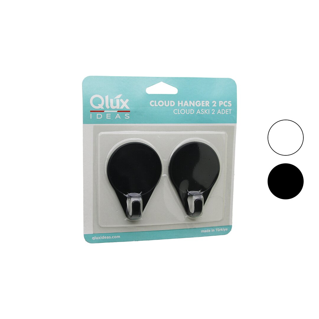 2PCS CLOUD ASKI SİYAH - BEYAZ PLASTİK YAPIŞKANLI MONTAJ