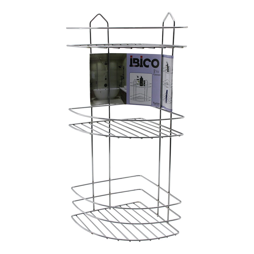 3 KATLI - ÜÇGEN   KROM   METAL  BANYO KÖŞELİK - DUŞKABİN RAF