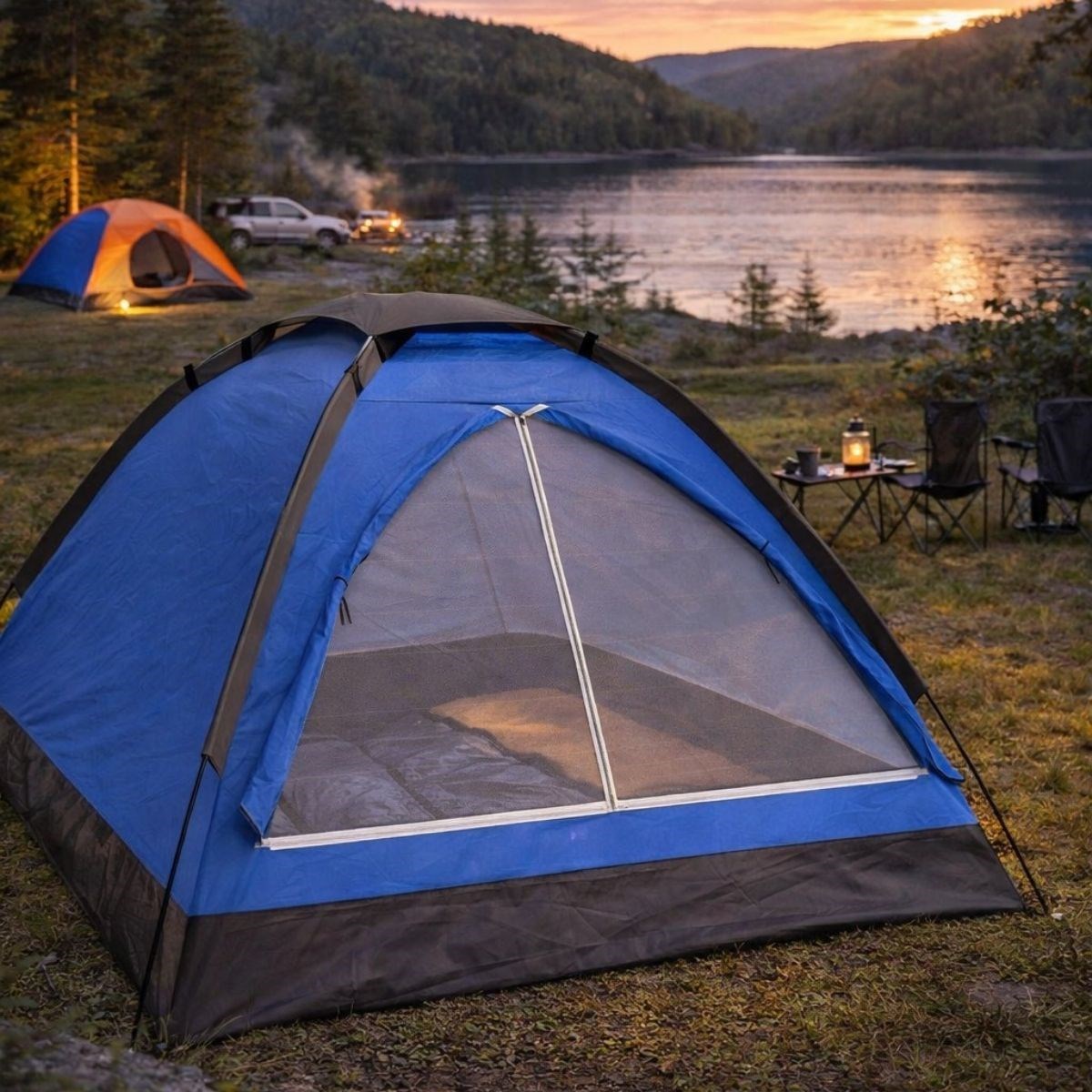 3 Kişilik Manuel Kamp Çadırı – Düz Kapılı Outdoor Aile, Doğa, Piknik ve Kamp Çadırı 200x150x110 cm