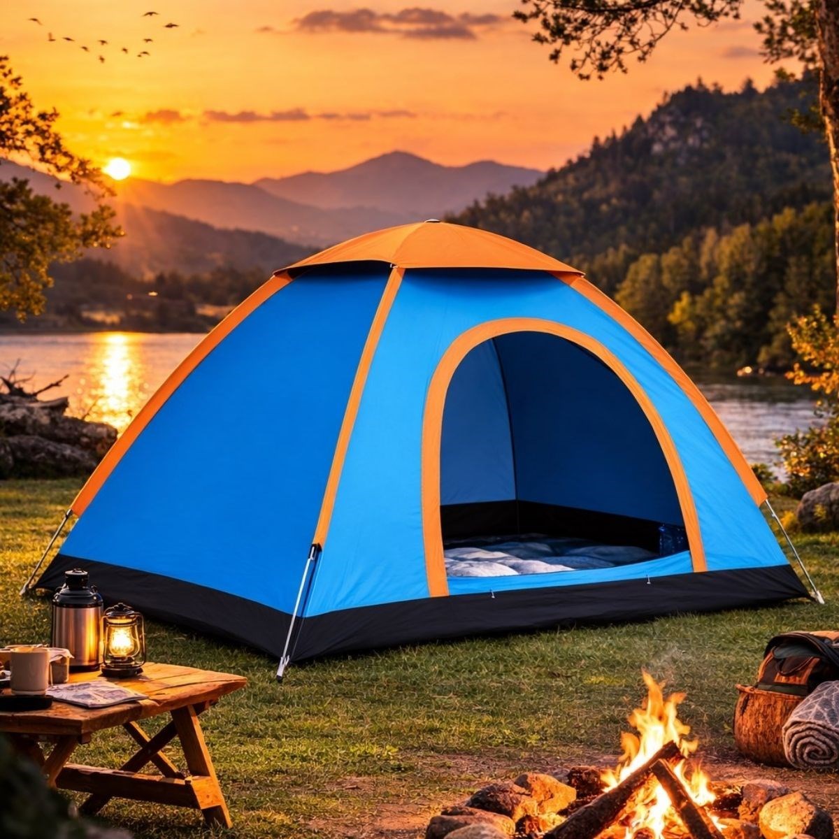 3 Kişilik Yarı Otomatik Kurulum Kamp Çadırı – Suya Dayanıklı, Taşıma Çantalı Outdoor Aile Çadırı, Piknik, Plaj ve Doğa 200x150x110 cm