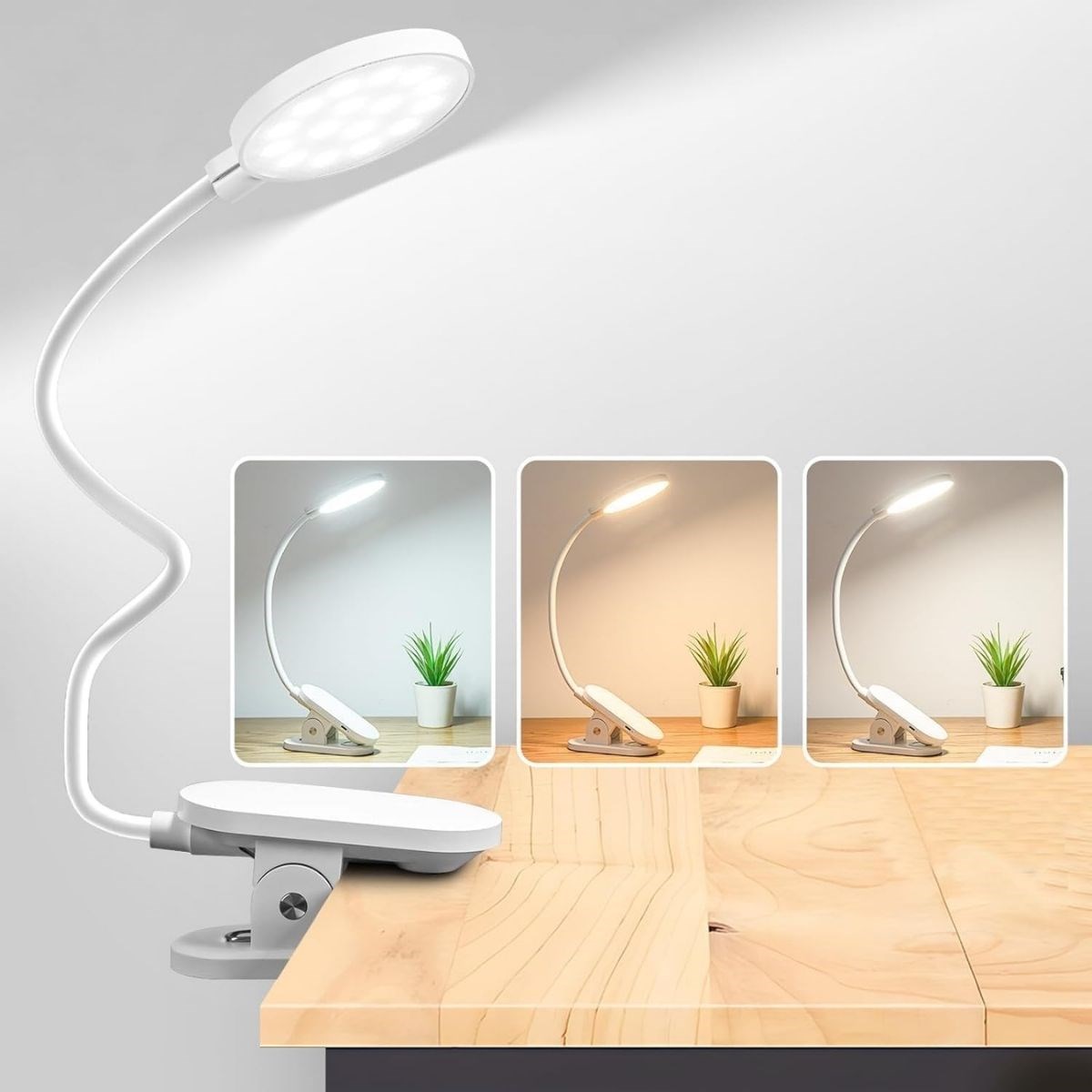 360° Esnek Kitap Okuma Lambası – Mandallı, USB Şarjlı, 3 Renk 3 Parlaklık, Dokunmatik Kontrollü Göz Korumalı LED Lamba