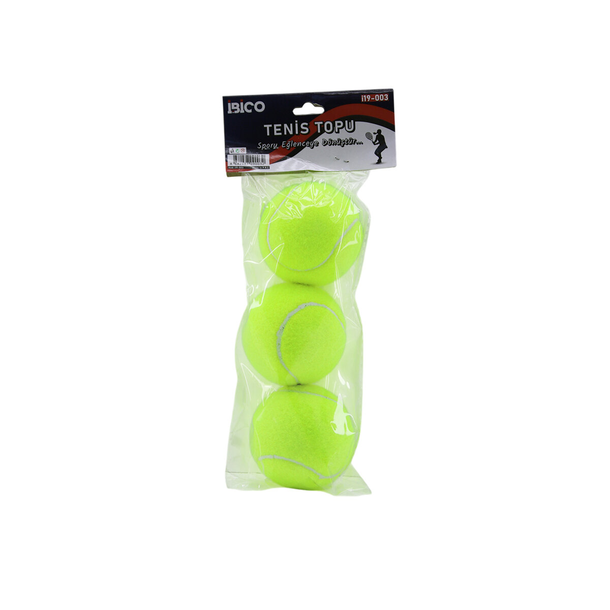 3PCS TENİS KORT TOPU POŞETLİ KARTELA AMBALAJ