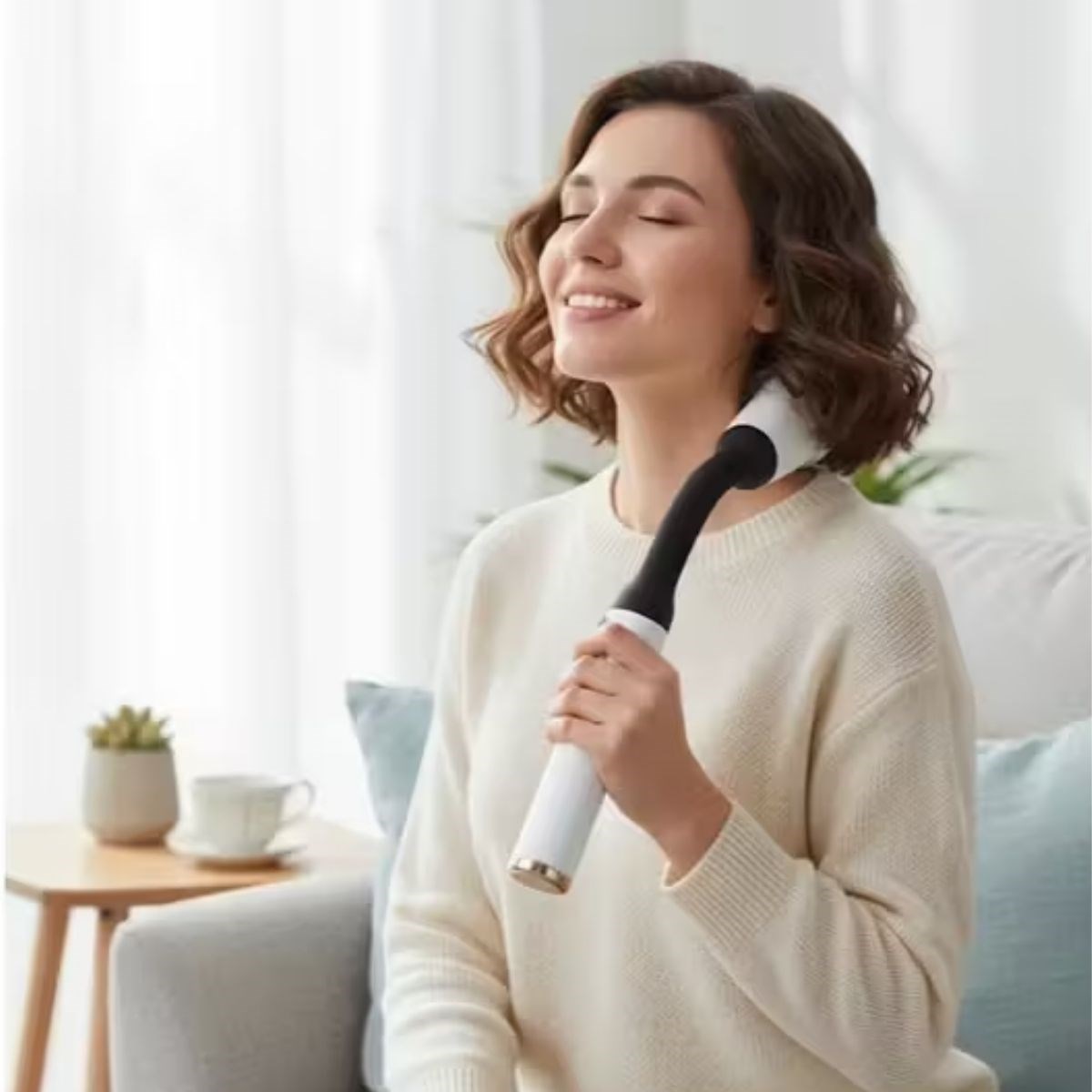4 Farklı Başlıklı Uzun Saplı Derin Doku Masaj Tabancası, Boyun, Omuz ve Sırt için Ergonomik Saplı Çoklu Masaj Modlu Taşınabilir Masaj Aleti