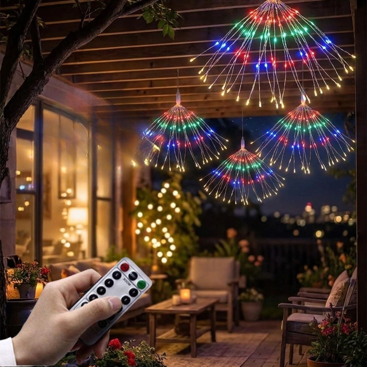4’lü Açılır LED Işık Seti – 8 Farklı Işık Modlu, Kumandalı, USB Kablolu Renkli Dekoratif Fiber LED Lamba