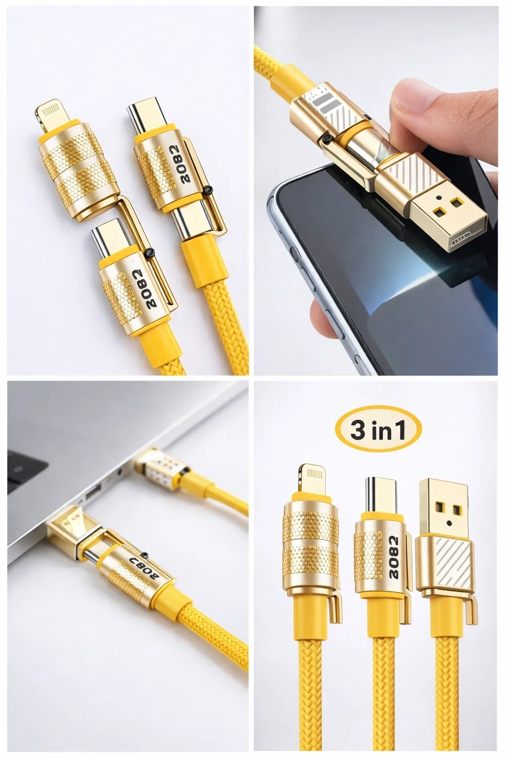 4in1 Hızlı Şarj Ve Data Kablosu Type-c / Lightning / Micro Usb PL-8631