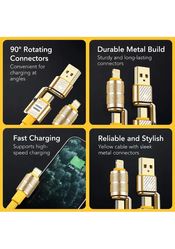 4in1 Hızlı Şarj Ve Data Kablosu Type-c / Lightning / Micro Usb PL-8631