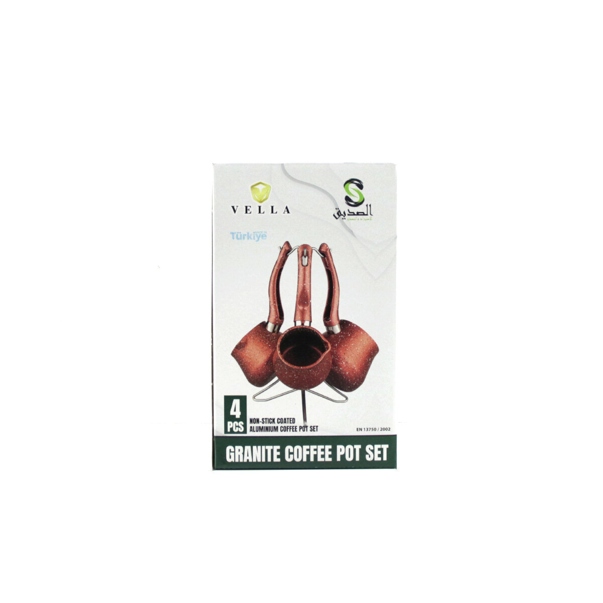 4PCS 230-280-380ML GRANİT - ÇELİK CEZVE RENKLİ METAL STANDLI